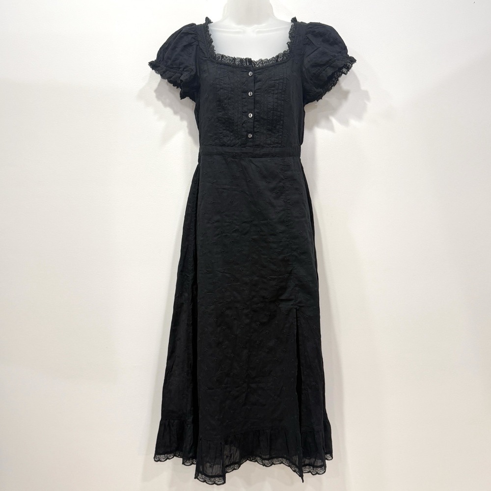 Gap Embroidered Puff Sleeve Maxi Dress PS NWT Dark Prairie Cottagecore Milkmaid